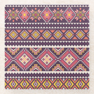 Dessous-de-verre En Verre Motif tribal rayé, géométrique sans couture.