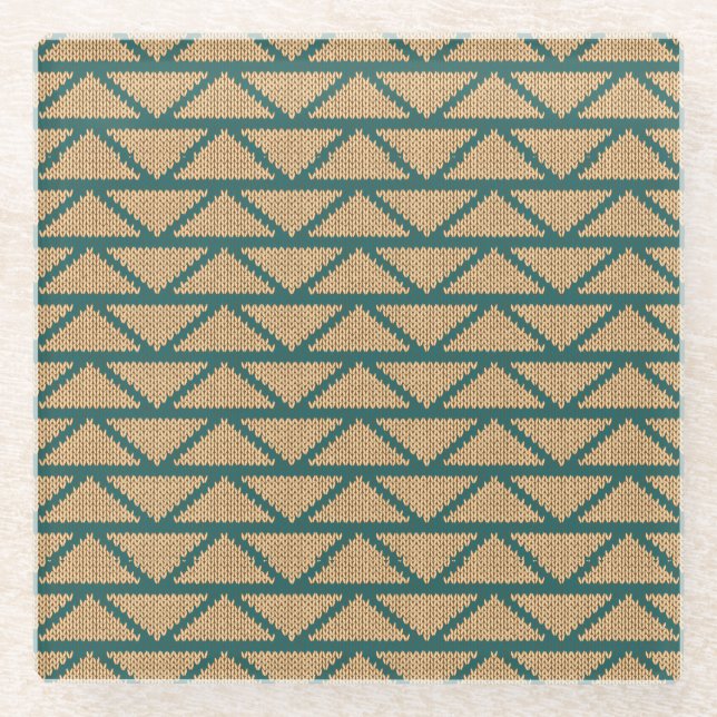 Dessous-de-verre En Verre Motif tricoté par style ethnique (Devant)