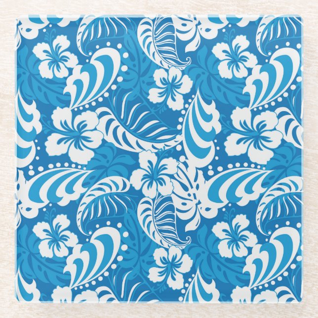 Dessous-de-verre En Verre Motif tropical de ketmie (Devant)