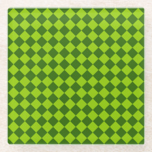 Dessous-de-verre En Verre Motif vert de diamant de combinaison