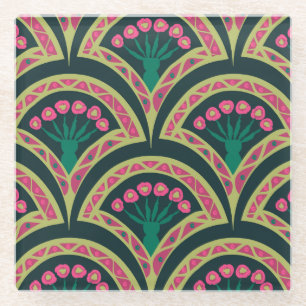 Dessous-de-verre En Verre motif vert en forme de coque
