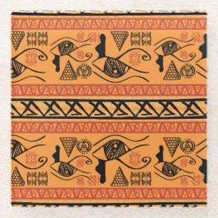 Dessous-de-verre En Verre Motif Vintage Tribal Égyptien À Rayures.