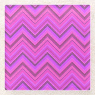 Dessous-de-verre En Verre Motif zigzag à rayures roses