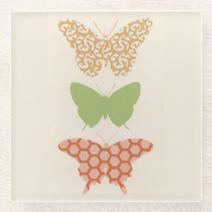 Dessous-de-verre En Verre Motifs papillons décoratifs sur Arrière - plan crè