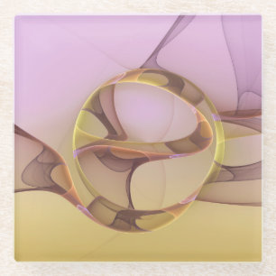 Dessous-de-verre En Verre Motions Abstraites Art moderne rose or fractal