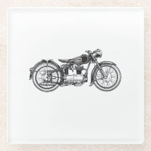 Dessous-de-verre En Verre Moto Vintage Rétro _ J'Aime Ma Moto
