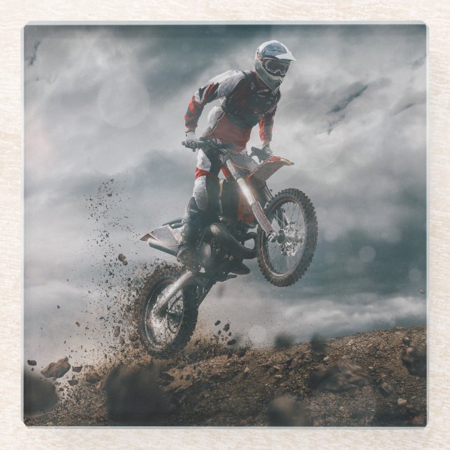 Dessous-de-verre En Verre motocross (Devant)