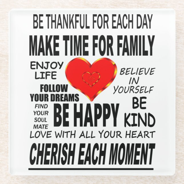 Dessous-de-verre En Verre Mots Inspirants À Vivre Par (Devant)