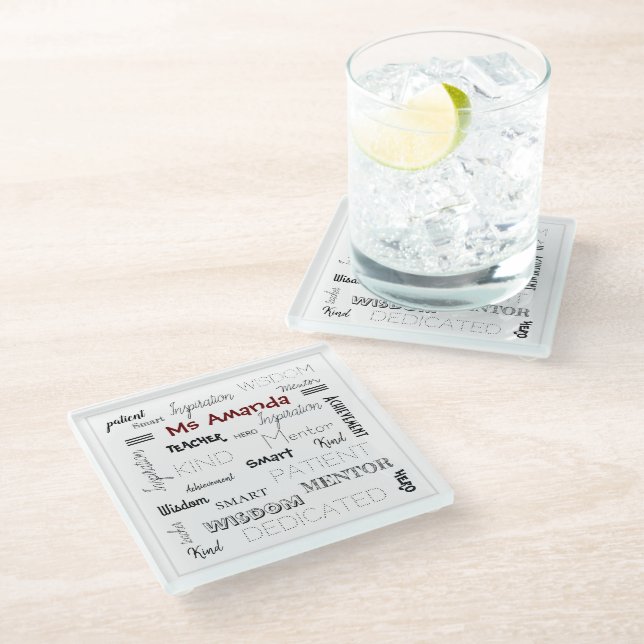 Dessous-de-verre En Verre Mots Inspirants Appréciation de l'enseignant mento (Incliné)