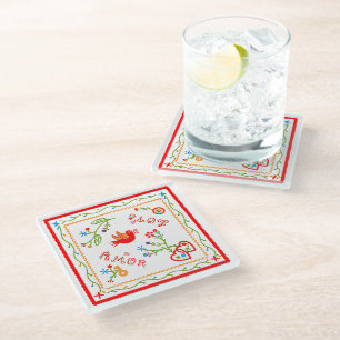 Dessous-de-verre En Verre Mouchoirs d'amour de Valentine