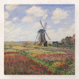 Dessous-de-verre En Verre Moulin à vent de Rijnsburg de champs de tulipe de