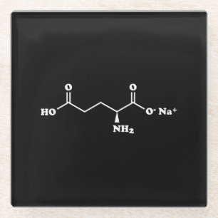Dessous-de-verre En Verre MSG Monosodium Glutamate Molecule Formule chimique