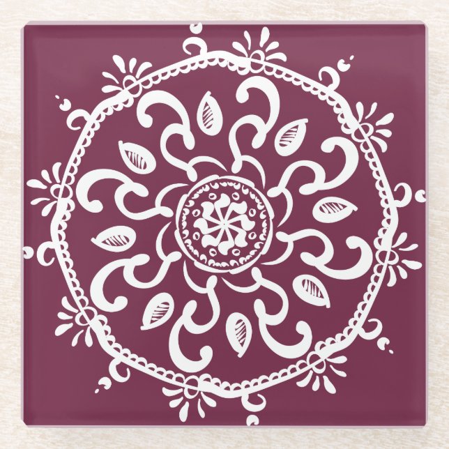 Dessous-de-verre En Verre Mulberry Mandala (Devant)