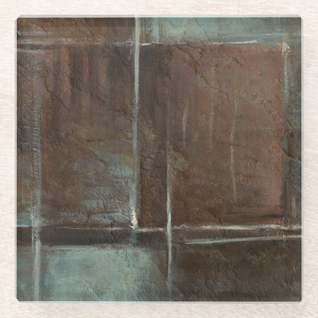 Dessous-de-verre En Verre Mur en brique rouge et gris (Devant)