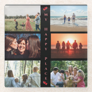 Dessous-de-verre En Verre My Happy Place Personnalisable Photo de famille 6