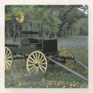 Dessous-de-verre En Verre N.A., États-Unis, Texas, Devine, Vieux chariot
