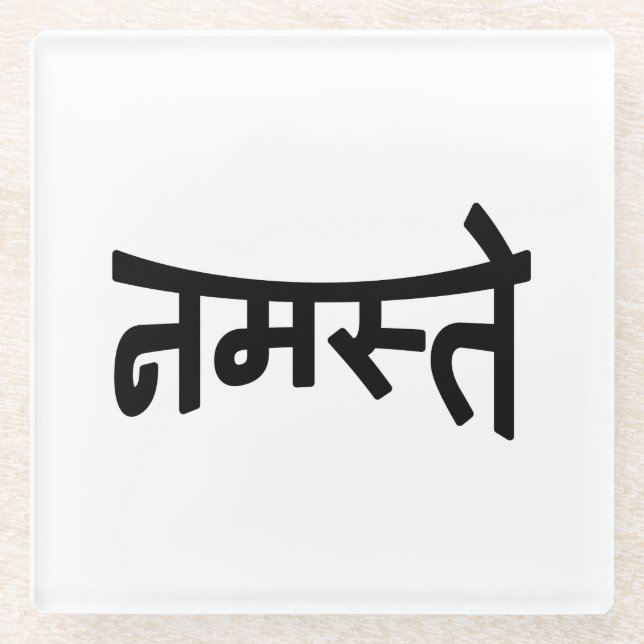 Dessous-de-verre En Verre Namaste (न म स् ते) - Script Devanagari (Devant)