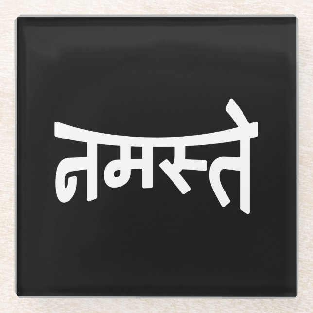 Dessous-de-verre En Verre Namaste (न म स् ते) - Script Devanagari (Devant)