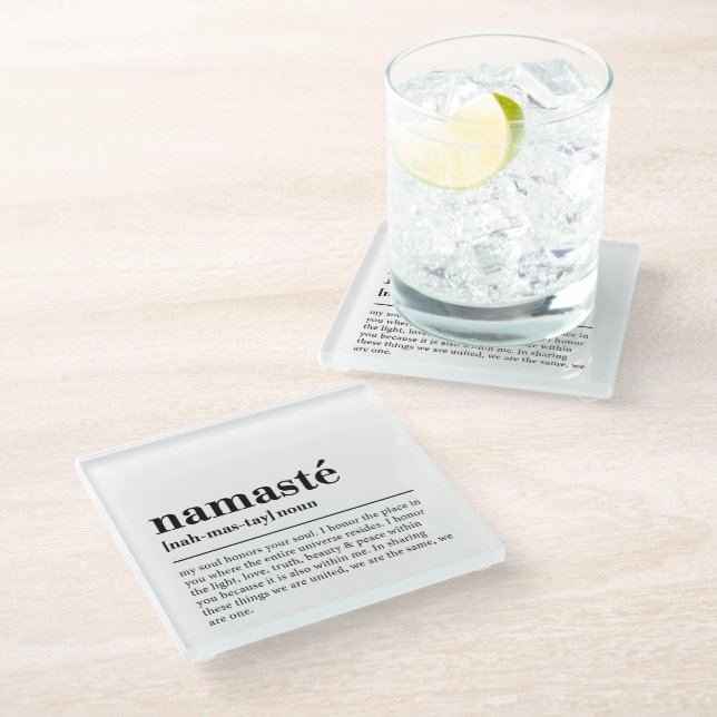 Dessous-de-verre En Verre Namaste Définition Yoga Moderne Méditation Minimal (Incliné)