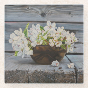 Dessous-de-verre En Verre Nature morte de fleurs de pommier – Impression d'a