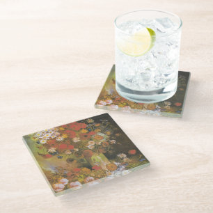 Dessous-de-verre En Verre Nature morte florale de Van Gogh Red Poppies & Ros