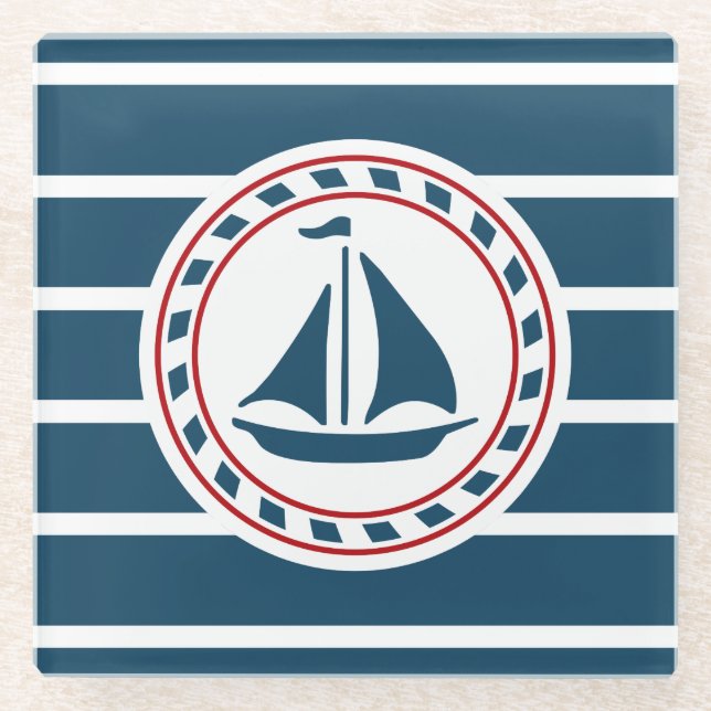 Dessous-de-verre En Verre Nautical design (Devant)