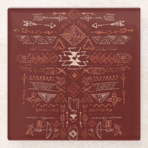 Dessous-de-verre En Verre Navajo Aztec : Ethnic Doodle Motif.