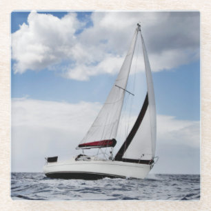 Dessous-de-verre En Verre Navigation de yacht en mer ouverte