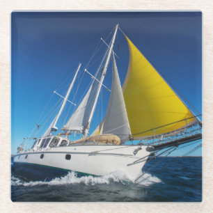Dessous-de-verre En Verre Navigation d'océan dans un yacht