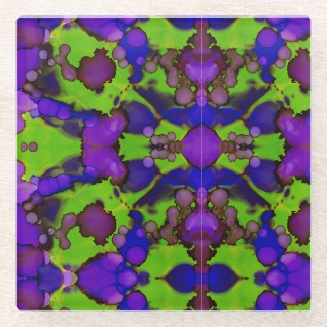 Dessous-de-verre En Verre Neon Bloomstorm (Devant)