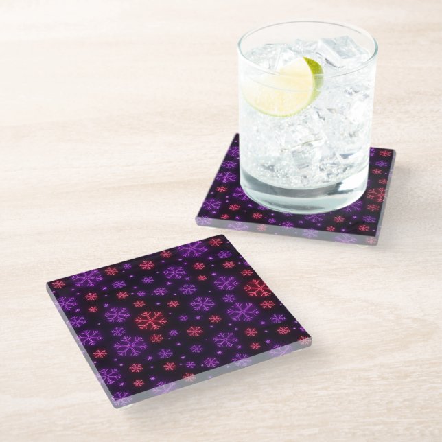 Dessous-de-verre En Verre Neon Snowflakes (Incliné)
