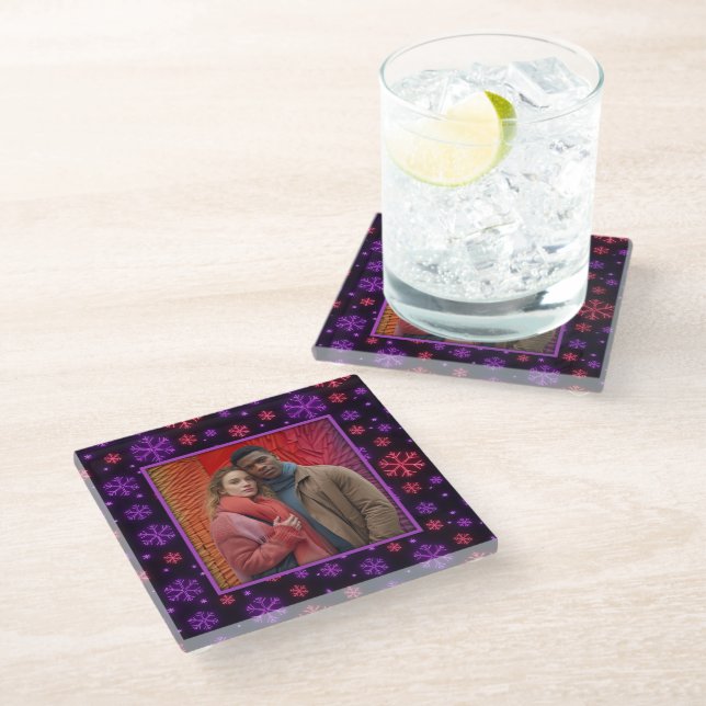 Dessous-de-verre En Verre Neon Snowflakes (Incliné)