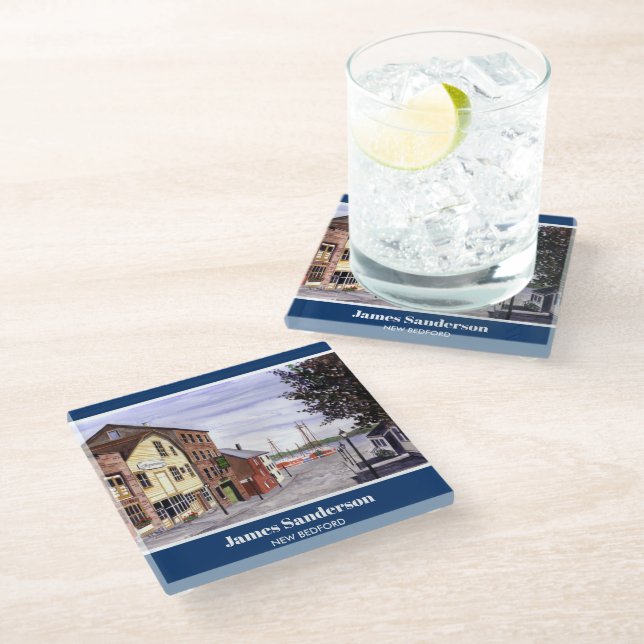 Dessous-de-verre En Verre New Bedford Massachusetts New England Peinture (Incliné)