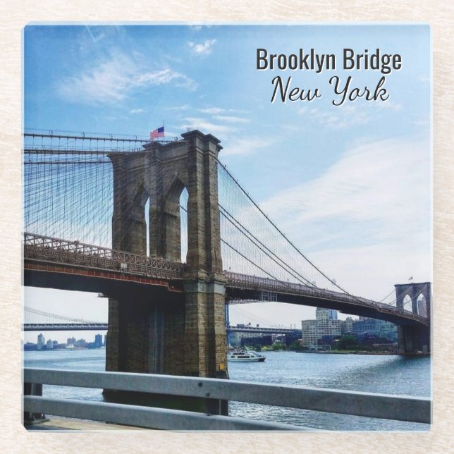 Dessous-de-verre En Verre New York City Brooklyn Bridge Souvenir (Devant)