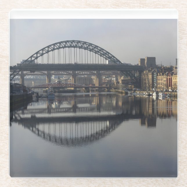 Dessous-de-verre En Verre Newcastle Quayside & le pont Tyne (Devant)