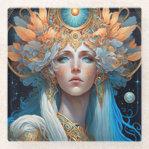 Dessous-de-verre En Verre Night Goddess Queen Imaginaire Art