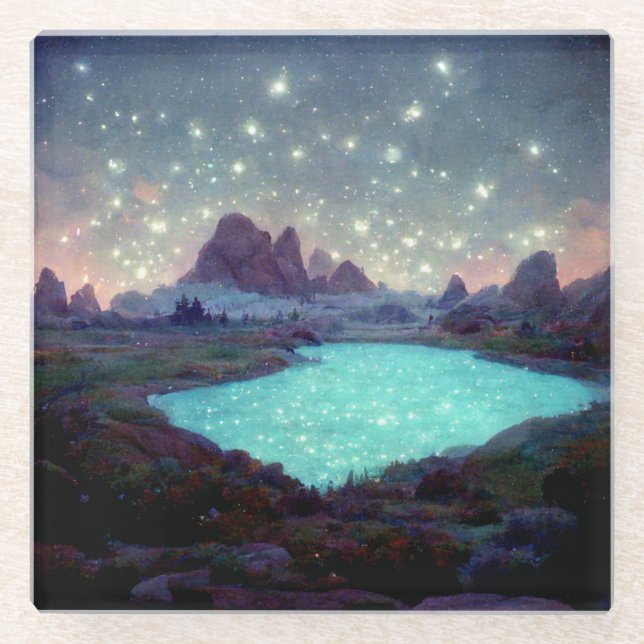 Dessous-de-verre En Verre Night Sky Stars Imaginaire Paysage (Devant)