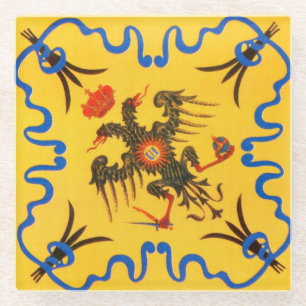 Dessous-de-verre En Verre Nobile Contrada dell'Aquila Palio di Siena (aigle)