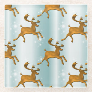 Dessous-de-verre En Verre Noël des rennes d'or de père Noël