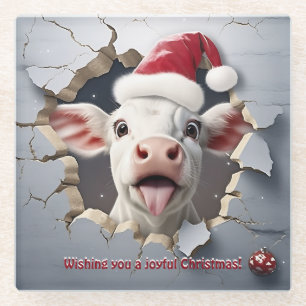 Dessous-de-verre En Verre Noël du veau en 3D