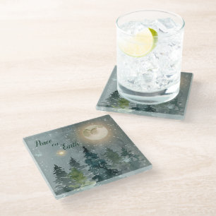 Dessous-de-verre En Verre Noël Élégant Paix sur Terre Aquarelle
