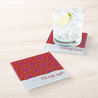 Dessous-de-verre En Verre Noël Floral Rouge