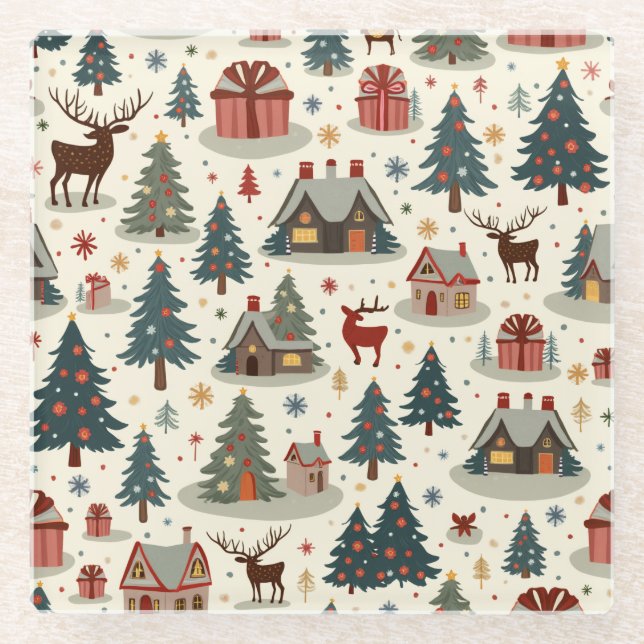 Dessous-de-verre En Verre Noël mignon (Devant)