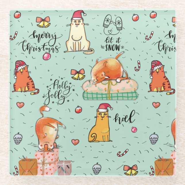 Dessous-de-verre En Verre Noël mignon (Devant)