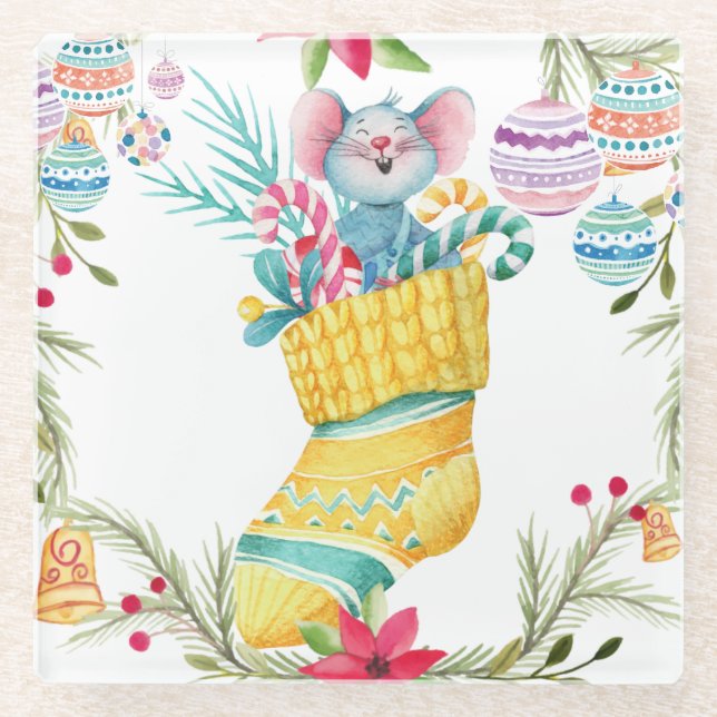 Dessous-de-verre En Verre Noël mignon (Devant)