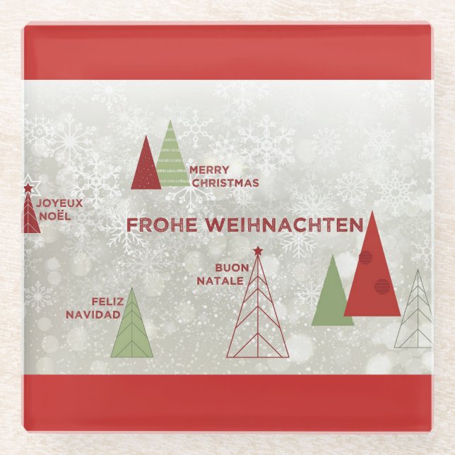 Dessous-de-verre En Verre Noël Moderne Vacances Salutations Dessous de verre (Devant)