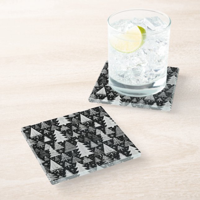 Dessous-de-verre En Verre Noël monochrome (Incliné)