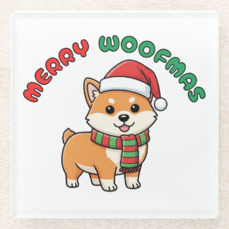 Dessous-de-verre En Verre Noël Shiba Inu Dessous de verre : Joyeux Woofmas