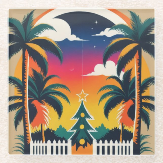 Dessous-de-verre En Verre Noël tropical (Devant)