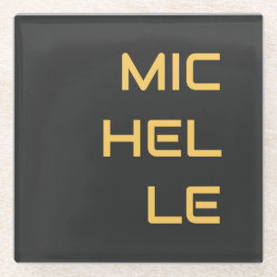 Dessous-de-verre En Verre Noir Ajouter Votre Nom Moderne Plain